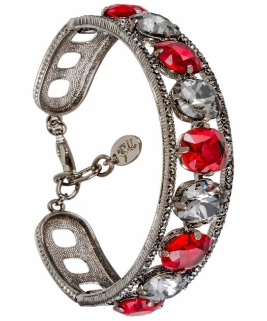 Brazalete negro con cristales granates y negros