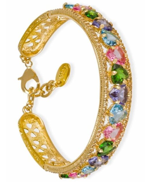 Brazalete oro amarillo con Swarovski Elements de plata de ley