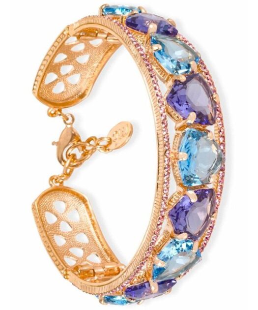 Brazalete oro rosa con Swarovski Elements azules y morados