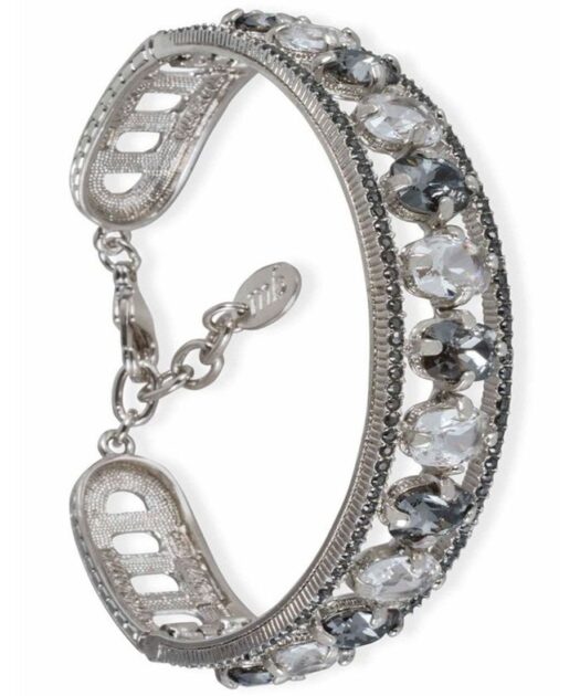 Brazalete plata blanco y gris con cristales Swarovski