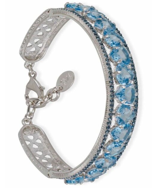 Brazalete Swarovski Elements azul fabricado en plata de ley