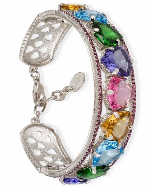 Brazalete Swarovski Elements multicolor fabricado en plata de ley