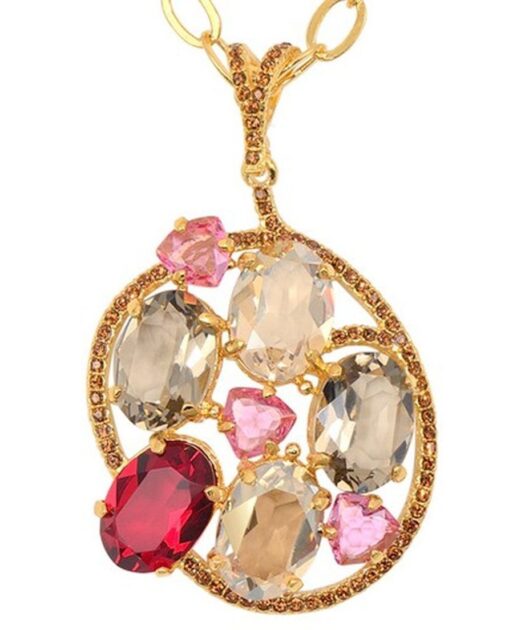 Colgante oro amarillo con cristales Swarovski fabricado en plata de ley