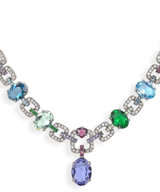 Collar Swarovski Elements multicolor de plata de primera ley