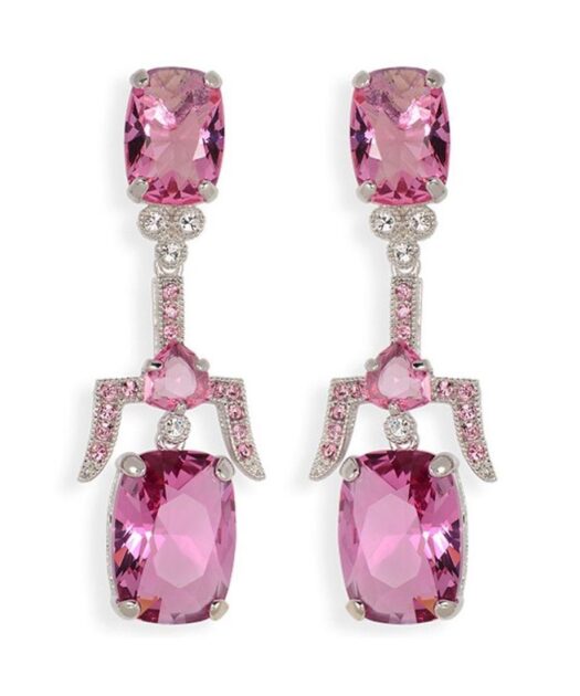 Pendientes articulados con Swarovski Elements de plata rodinada