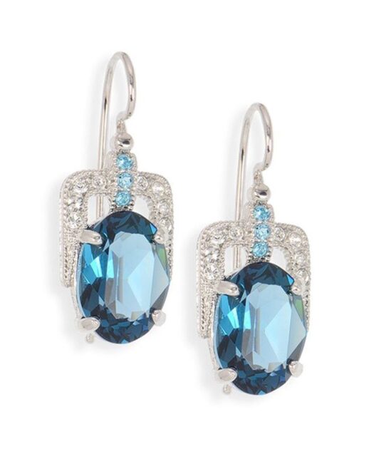 Pendientes azules cristal de plata de primera ley rodinada
