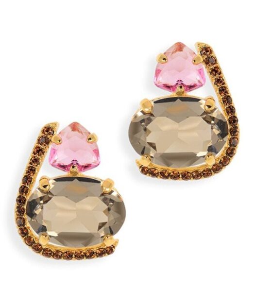 Pendientes con cristales facetados de plata dorada