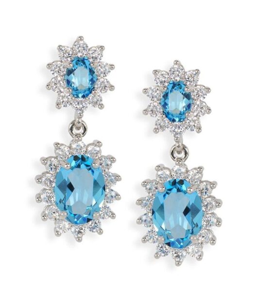 Pendientes con dos rosetas azules de Swarovski en plata de ley rodinada