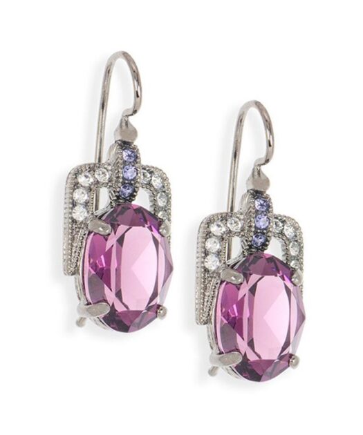 Pendientes con Swarovski morados de plata de primera ley rodinada