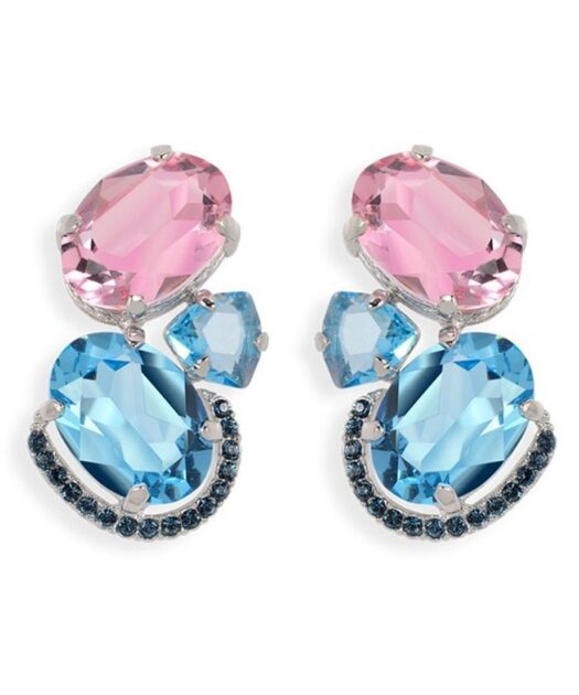 Pendientes con tres Swarovski Elements de plata de primera ley