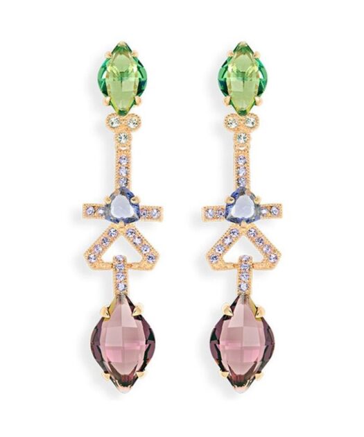 Pendientes cristales Swarovski facetados de plata dorada