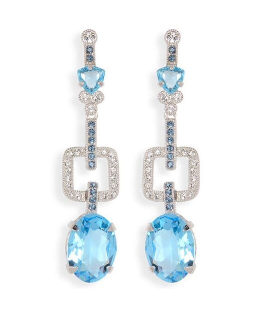 Pendientes cuadrados de plata con cristales de Swarovski