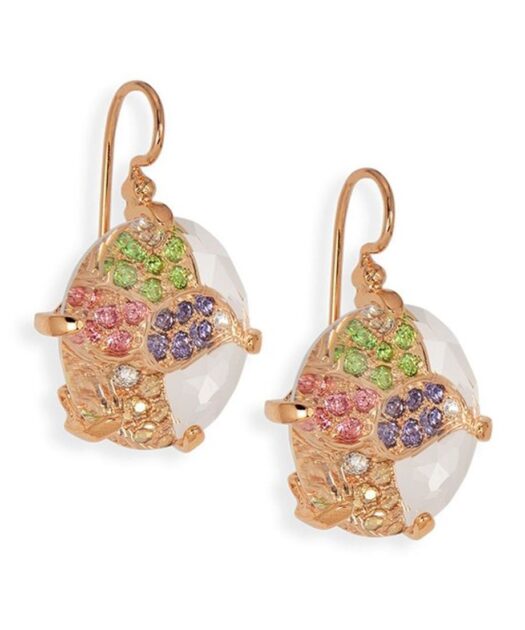 Pendientes de gancho con transparencias de plata de ley bañada en oro rosa
