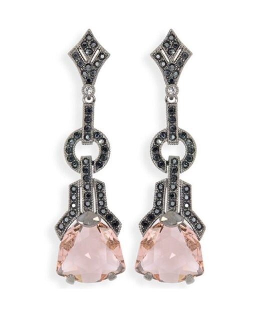Pendientes de plata oscura con Swarovski Elements malvas