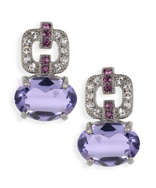 Pendientes de plata rodinada morados Swarovski Elements
