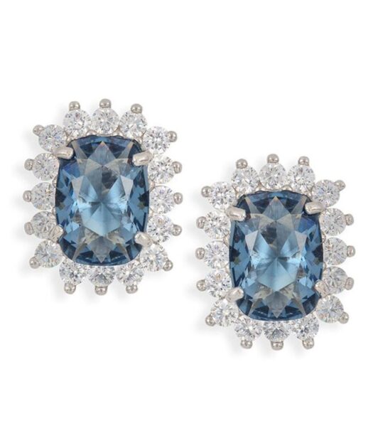 Pendientes de roseta con Swarovski Elements azules y blancos de plata