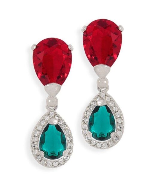 Pendientes doble lágrima Swarovski de plata de primera ley