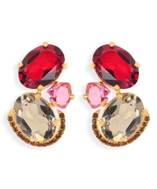 Pendientes dorados con Swarovski Elements de plata de primera ley