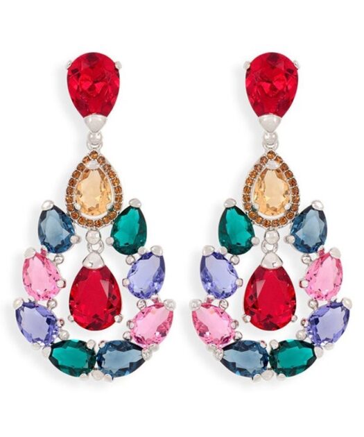 Pendientes grandes de lágrimas Swarovski en plata de ley