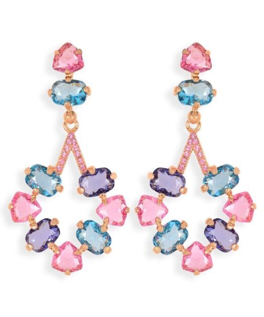 Pendientes la vida en rosa y azul de plata de ley