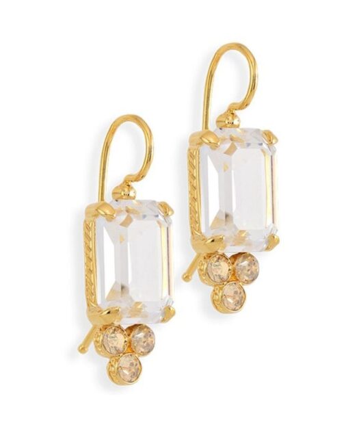 Pendientes oro amarillo con cristales blancos Swarovski en plata de ley