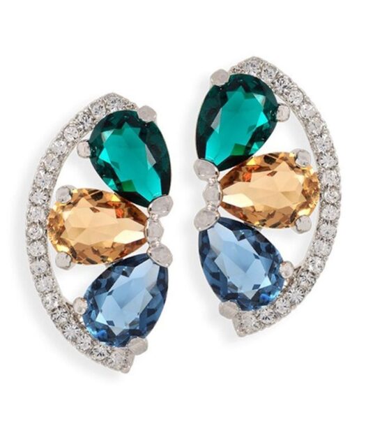 Pendientes Swarovski Elements media luna de plata rodinada