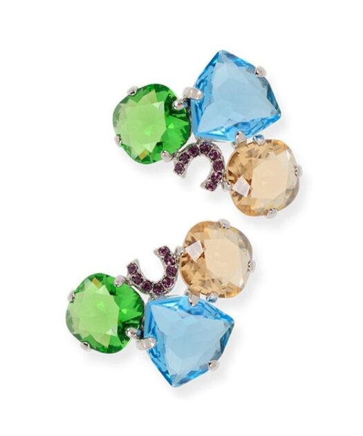 Pendientes Swarovski Elements multiforma de plata de ley rodinada