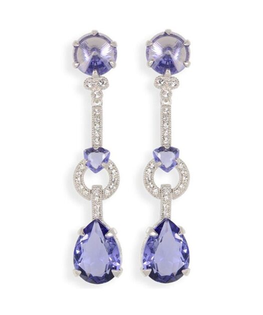 Pendientes Swarovski Elements violetas de plata de ley rodinada