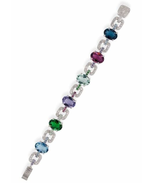 Pulsera plata con cristales en varios colores de Máximo Betro