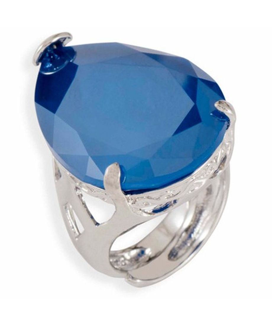 Anillo cristal Swarovski azul de plata de ley rodinada Anillo cristal Swarovski azul de plata de ley rodinada