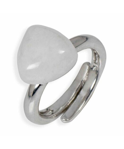 Anillo de jade blanco fabricado en plata de ley con baño de rodio