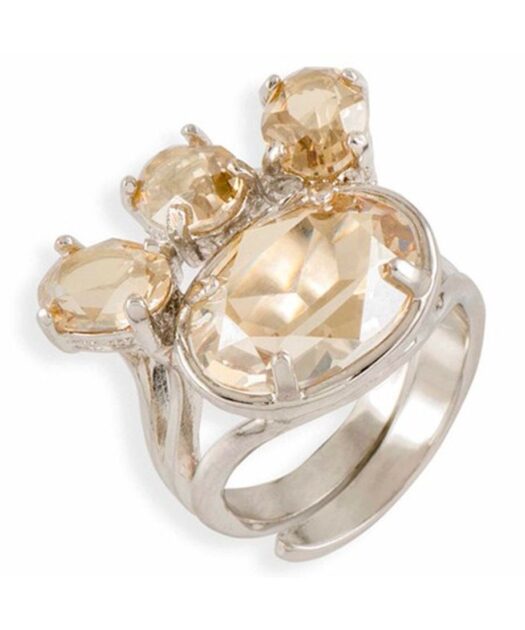 Anillo en plata rodinada con cristales Swarovski color fumé