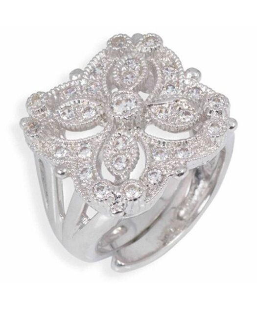 Anillo novia Swarovski Elements fabricado en plata con un baño de rodio