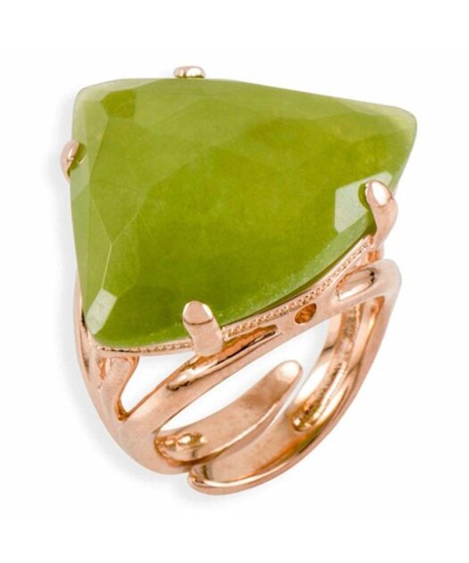 Anillo oro rosa y jade verde de plata de primera ley