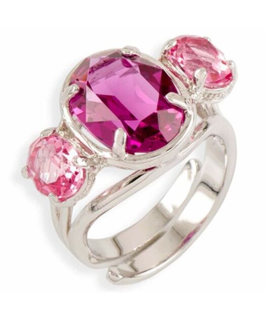 Anillo Swarovski Elements rosas de plata de ley rodinada