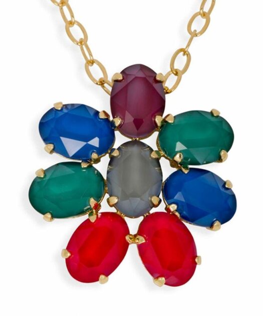 Colgante oro amarillo de colores con cristales Swarovski en plata de ley