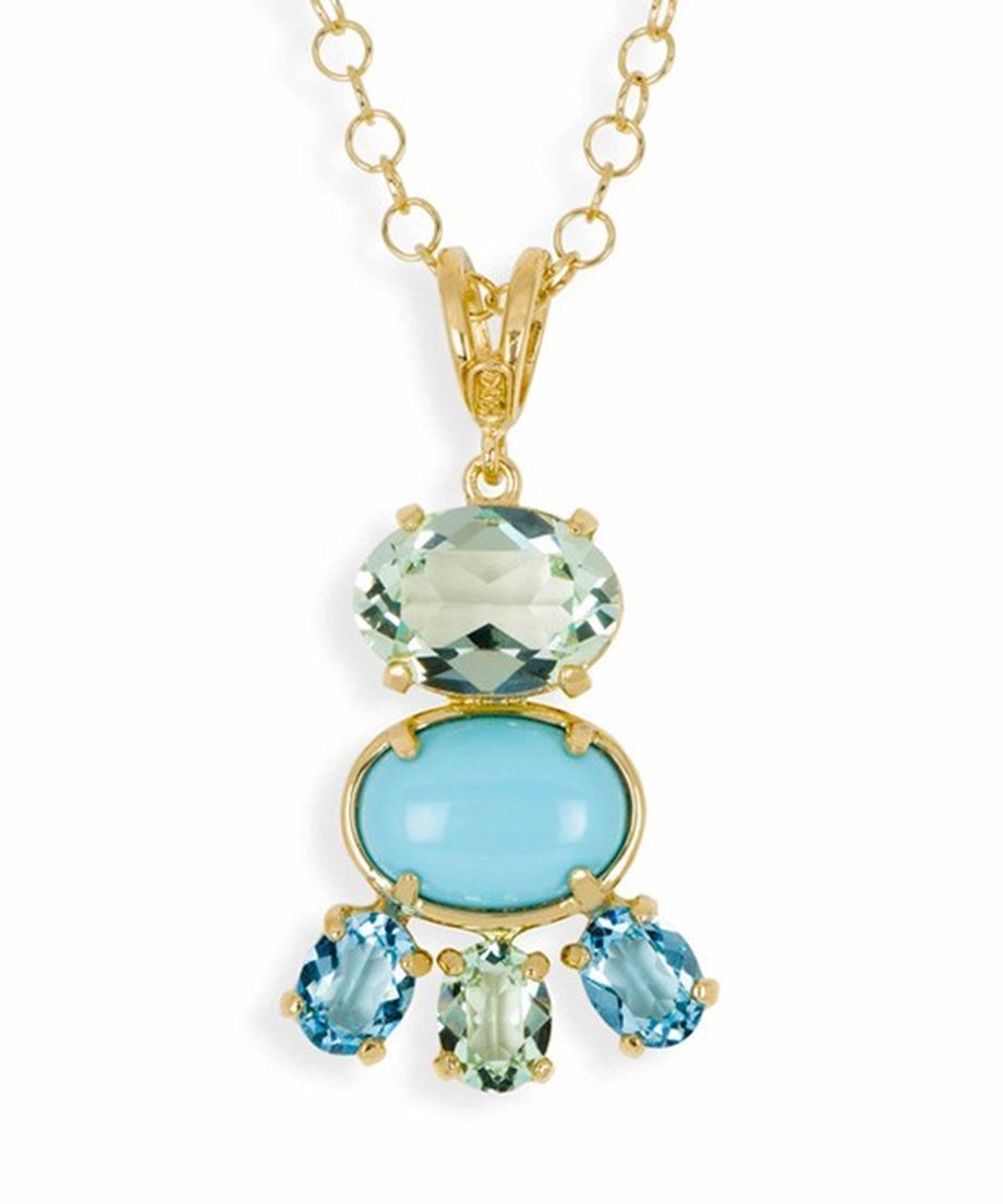 Colgante plata con turquesa y cristales Swarovski en tonos azules y verdes