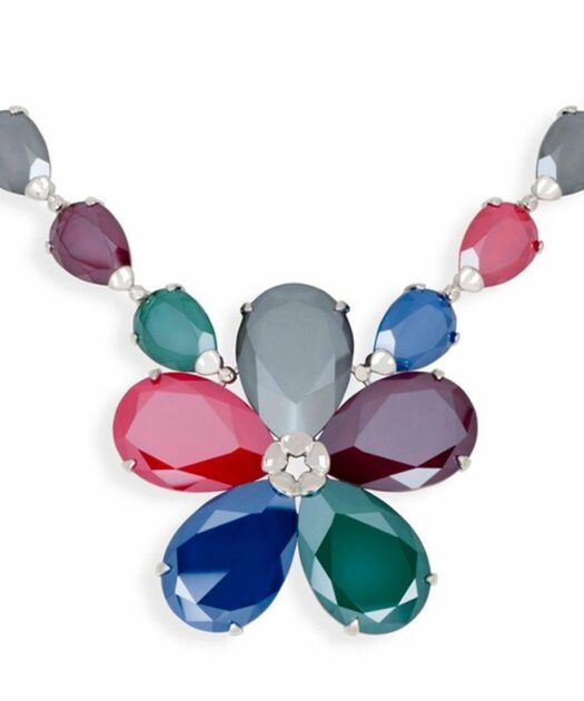 Collar con cristales Swarovski de colores de plata bañada en rodio