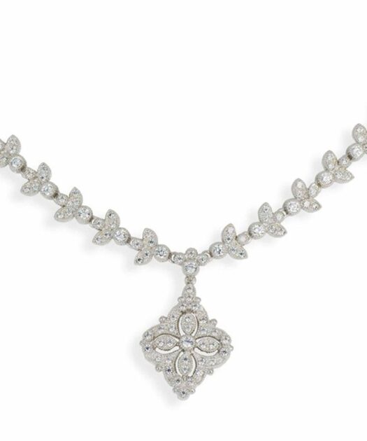 Gargantilla novia de plata de ley rodinada con cristales Swarovski