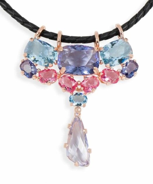 Gargantilla plata rosa con Swarovski Elements de colores