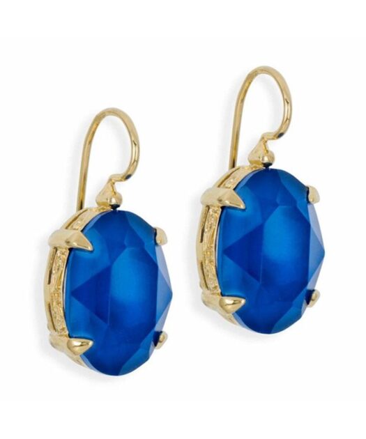 Pendientes azul eléctrico de plata bañada en oro amarillo con Swarovski Elements