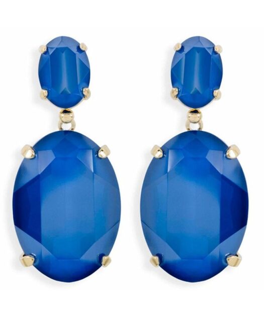 Pendientes azules plata bañada en rodio con cristales Swarovski mate