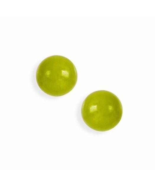 Pendientes bola verde de jade fabricados en plata de primera ley
