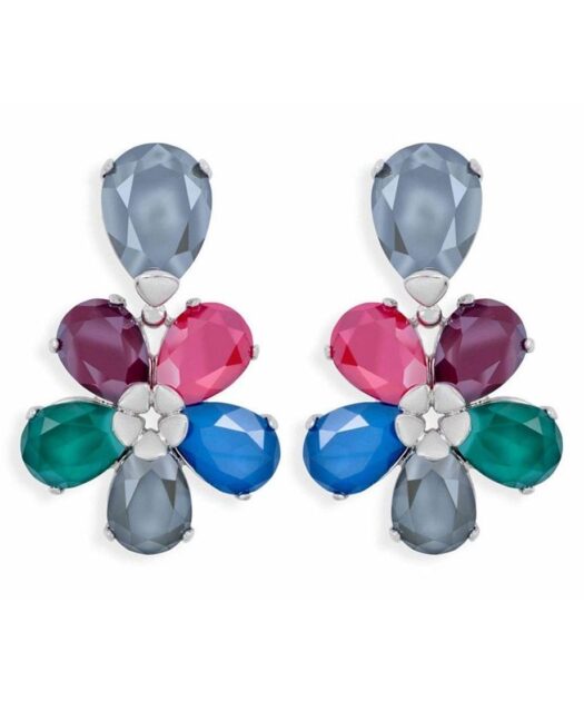 Pendientes cristal Swarovski acabado mate de varios colores en plata rodinada
