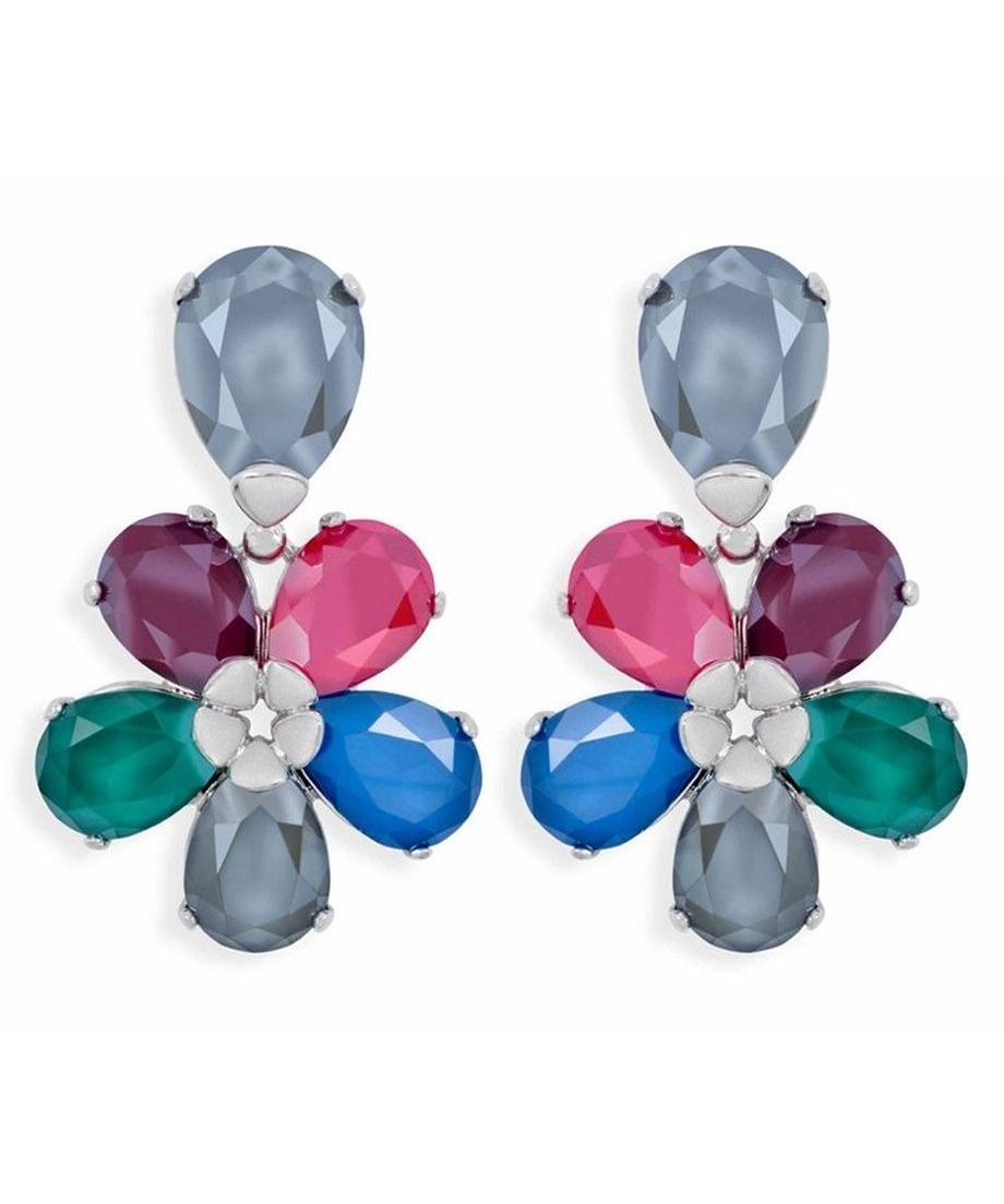 Pendientes cristal Swarovski acabado mate de varios colores en plata rodinada Pendientes cristal Swarovski acabado mate de varios colores en plata rodinada