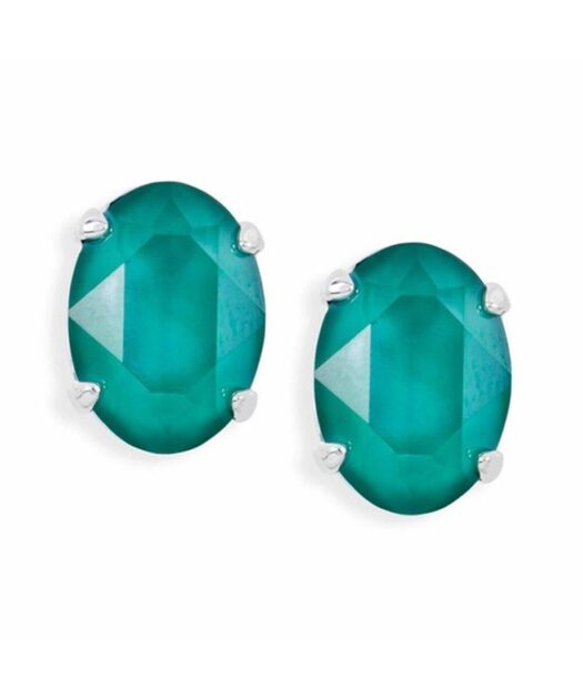Pendientes cristal verde Swarovski mate de plata rodinada