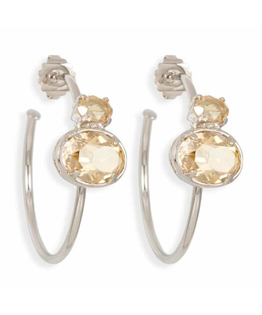 Pendientes de aro de plata con cristales Swarovski en plata de ley rodinada