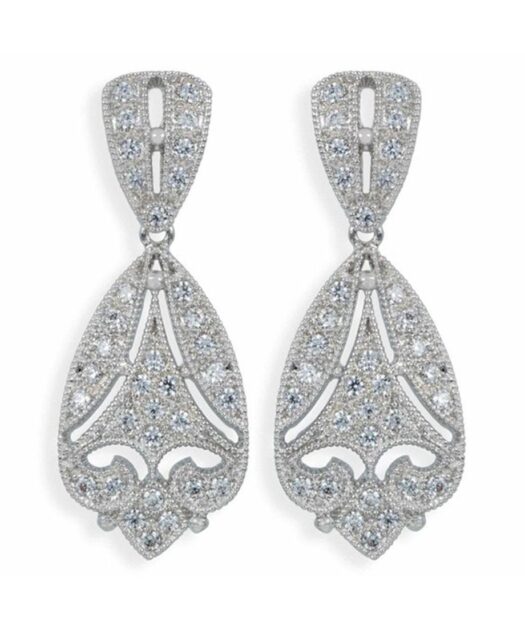 Pendientes de boda con cristales blancos en plata 925 milésimas con un baño de rodio