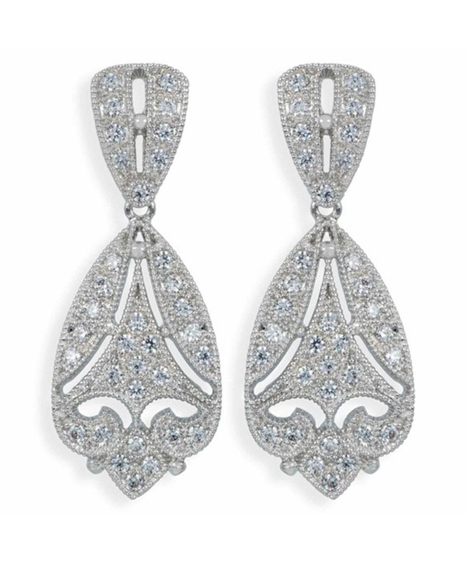 Pendientes de boda con cristales blancos en plata 925 milésimas con un baño de rodio Pendientes de boda con cristales blancos en plata 925 milésimas con un baño de rodio