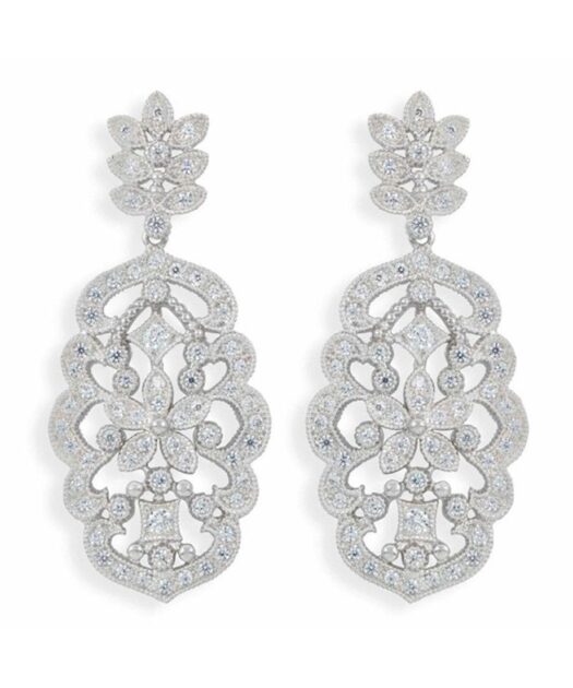 Pendientes de boda grandes en plata de ley rodinada con Swarovski Elements